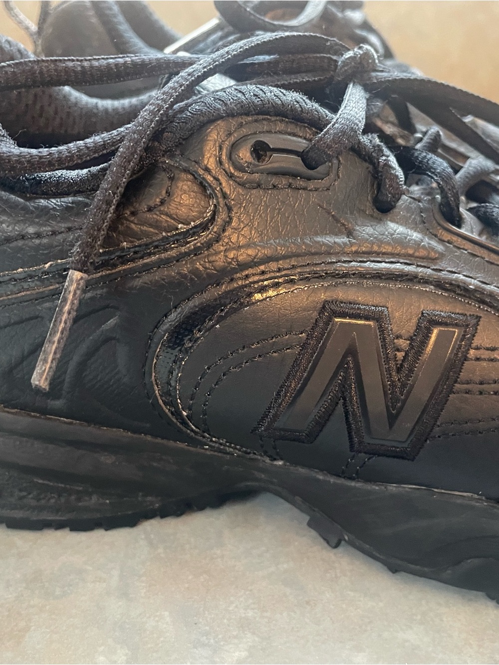 New Balance Black Leather Athletic Sneakers - Picture 2 of 8